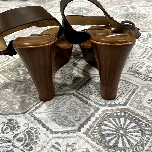 Brown Wedges Heel Sandals Size 7 - Picture 5 of 9